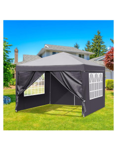 Gazebo Plegable Bonnlo 3m x 3m con Lados Impermeable Gris