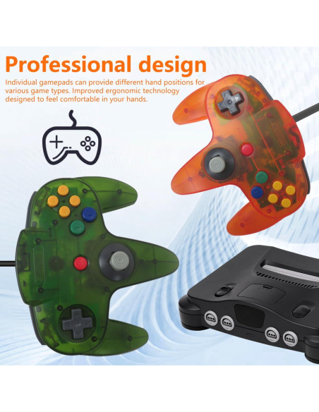 Controlador Clásico DEARCOOL para Nintendo 64 - 2 Pack Verde y Naranja Controlador Clásico DEARCOOL para Nintendo 64 - 2 Pack Verde y Naranja