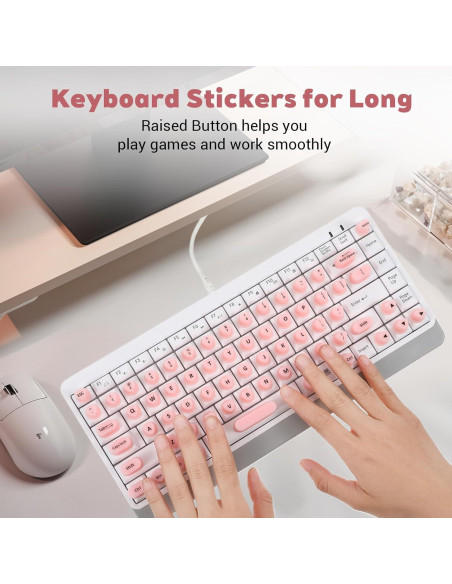 64 Calcomanías Elevadas para Teclado Hpmjz Rosa Silicona