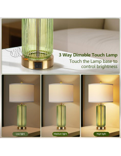 Juego de Lámparas de Mesa WIHTU Verde Regulables 3 Niveles USB 2