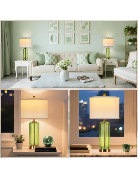 Juego de Lámparas de Mesa WIHTU Verde Regulables 3 Niveles USB