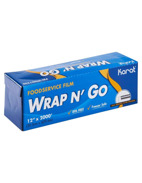 Película de Alimentos Karat WRAP N GO 30.48 cm x 609.6 m con Cortador