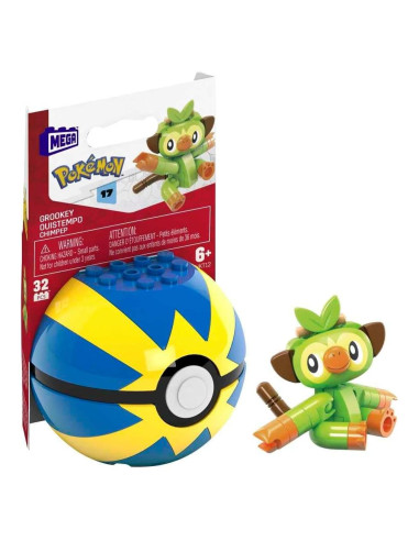 Mega Construx Pokémon Grookey Set de Construcción con Poké Ball