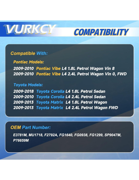 Bomba de Combustible Eléctrica Vurkcy 023 para Toyota Corolla 2009-2018