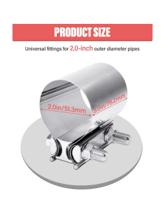 Abrazadera de Escape Acero Inoxidable Qziulr 5.08 cm Universal 2