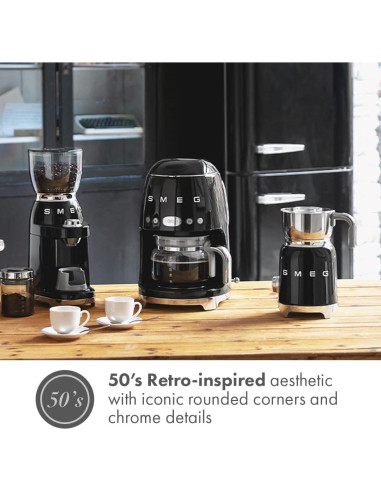 Espumador de Leche Smeg MFF01 Negro 500W Acero Inoxidable