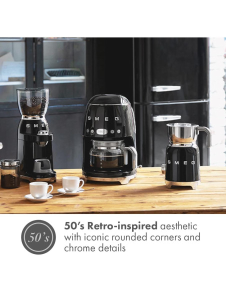 Espumador de Leche Smeg MFF01 Negro 500W Acero Inoxidable