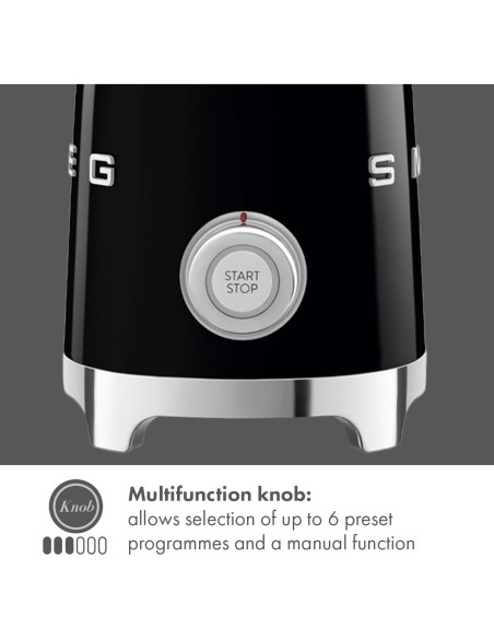 Espumador de Leche Smeg MFF01 Negro 500W Acero Inoxidable