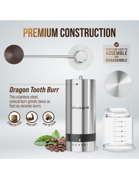 Molino de Café Manual Vivaant con Muela de Acero Inoxidable 32g Molino de Café Manual Vivaant con Muela de Acero Inoxidable 32g