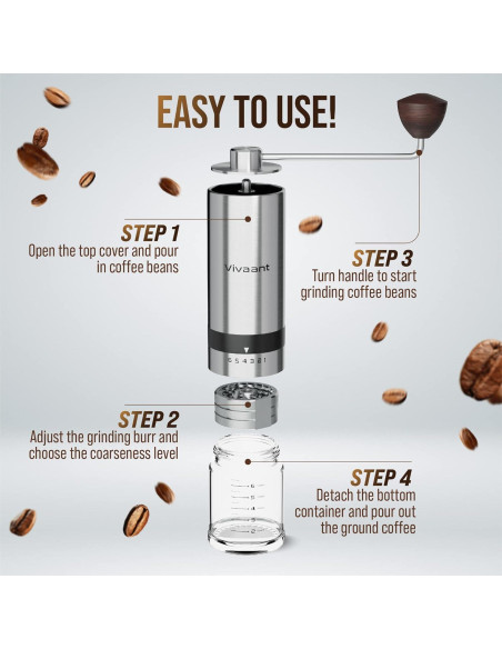 Molino de Café Manual Vivaant con Muela de Acero Inoxidable 32g Molino de Café Manual Vivaant con Muela de Acero Inoxidable 32g