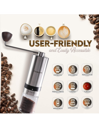 Molino de Café Manual Vivaant con Muela de Acero Inoxidable 32g