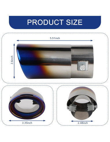 Tubo de Escape Modificado Tesnaao 2.5" Azul Horneado Universal