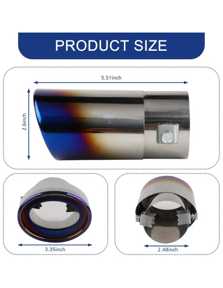 Tubo de Escape Modificado Tesnaao 2.5" Azul Horneado Universal