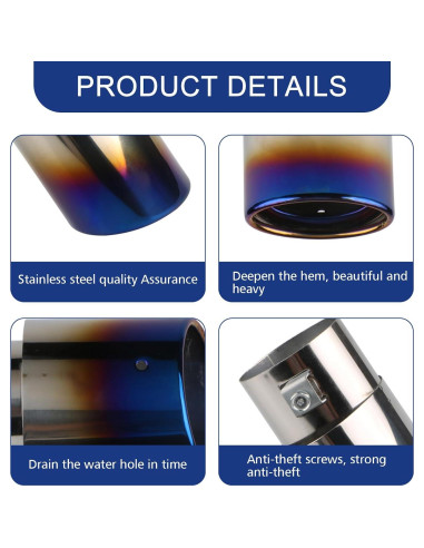 Tubo de Escape Modificado Tesnaao 2.5" Azul Horneado Universal