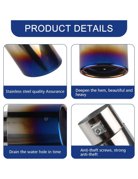 Tubo de Escape Modificado Tesnaao 2.5" Azul Horneado Universal