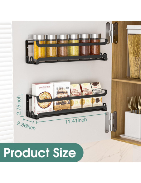 Estante de Especias Colgante LUCYCAZ Negro 2 Pack con 8 Ganchos