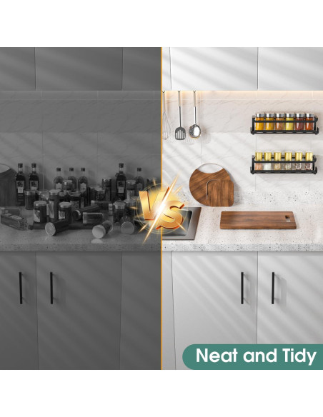 Estante de Especias Colgante LUCYCAZ Negro 2 Pack con 8 Ganchos