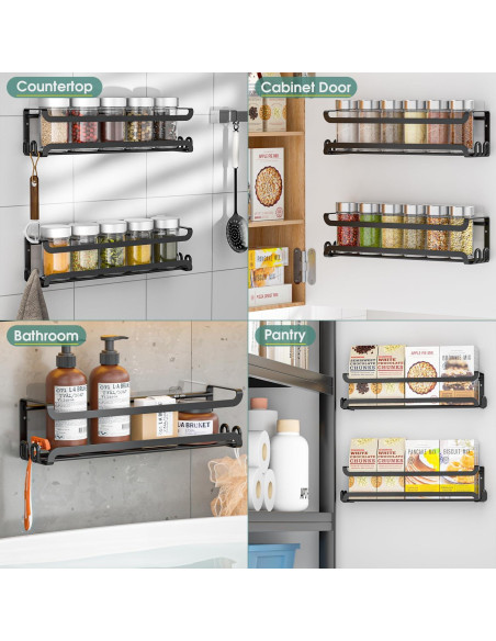 Estante de Especias Colgante LUCYCAZ Negro 2 Pack con 8 Ganchos