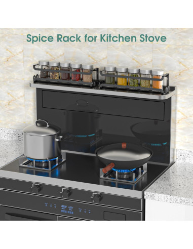 Estante de Especias Colgante LUCYCAZ Negro 2 Pack con 8 Ganchos