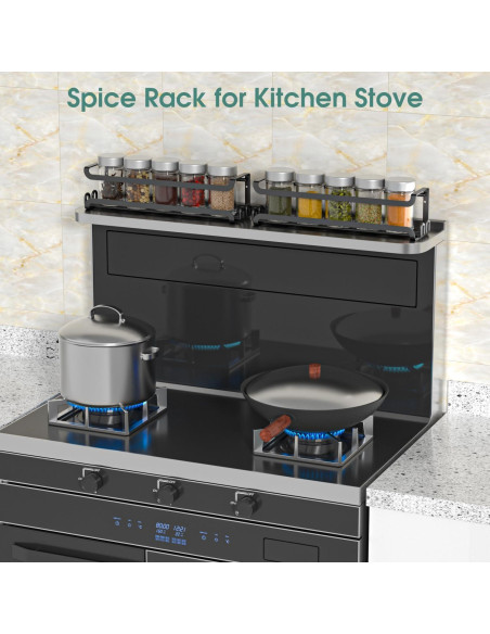 Estante de Especias Colgante LUCYCAZ Negro 2 Pack con 8 Ganchos