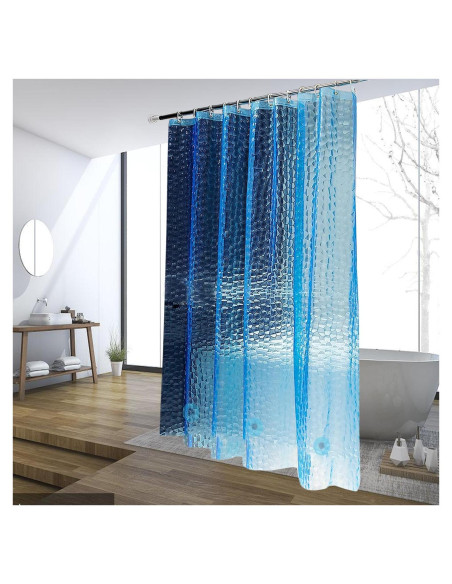 Cortina de Ducha 3D jssablo Azul Impermeable 182.88x182.88 cm