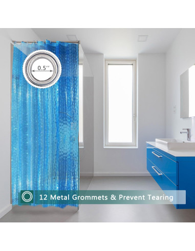 Cortina de Ducha 3D jssablo Azul Impermeable 182.88x182.88 cm