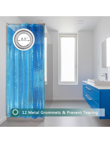 Cortina de Ducha 3D jssablo Azul Impermeable 182.88x182.88 cm
