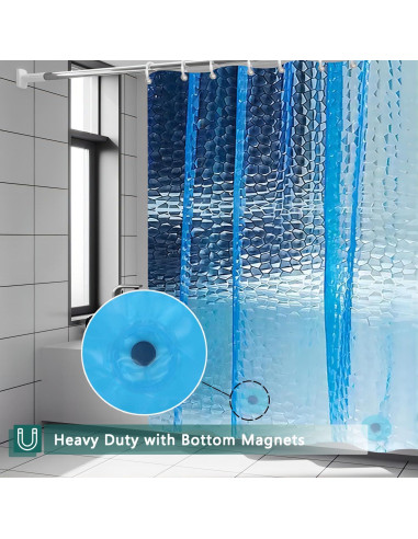 Cortina de Ducha 3D jssablo Azul Impermeable 182.88x182.88 cm
