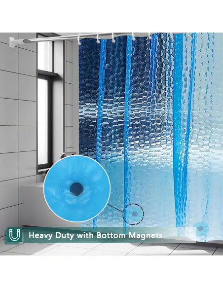 Cortina de Ducha 3D jssablo Azul Impermeable 182.88x182.88 cm