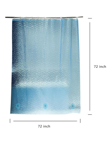 Cortina de Ducha 3D jssablo Azul Impermeable 182.88x182.88 cm