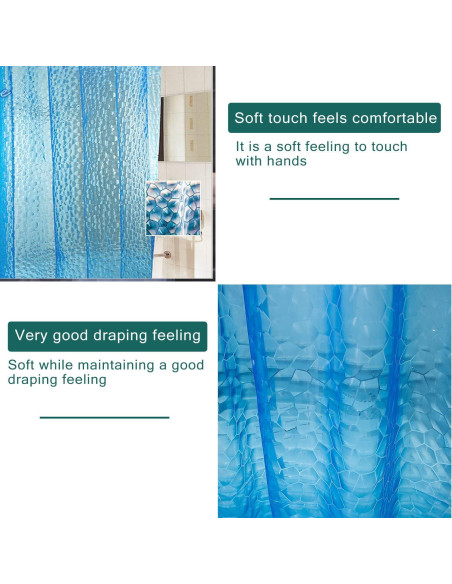 Cortina de Ducha 3D jssablo Azul Impermeable 182.88x182.88 cm