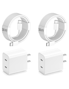Cargador Rápido Dual USB-C 20W + 2 Cables 3m para iPhone 16/15