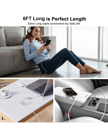 Cable de Carga USB C a C Belcompany 6FT 60W Paquete de 2