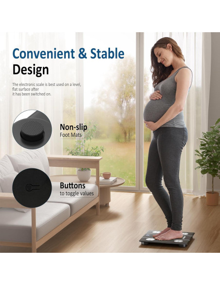 Báscula Digital de Baño Precision Black con Pantalla LCD