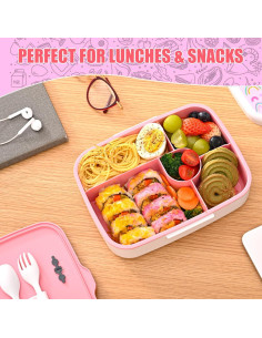 Caja Bento para Niños ANDMOON Rosa 5 Compartimentos 1300ml 2