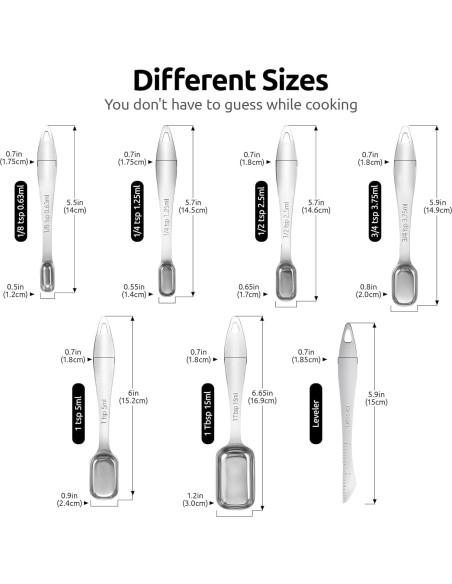 Juego de Cucharas Medidoras U-Taste Acero Inoxidable 7 Piezas