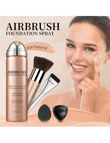 Base de Maquillaje Airbrush AOAZXBB 01 Natural Cobertura Completa