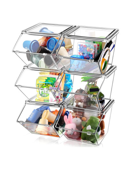 Contenedores de Almacenamiento Plástico Transparente Yerliker 6 Pcs