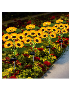 Luces Solares Decorativas EDOF para Jardín - Paquete de 4 Girasoles