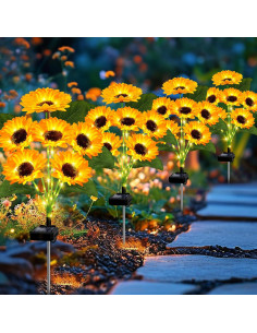 Luces Solares Decorativas EDOF para Jardín - Paquete de 4 Girasoles 2
