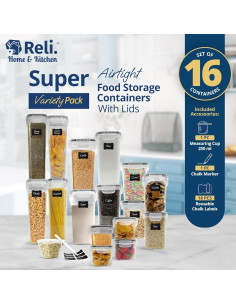 Contenedores de Almacenamiento Herméticos Reli. 16 Piezas BPA Libre 2