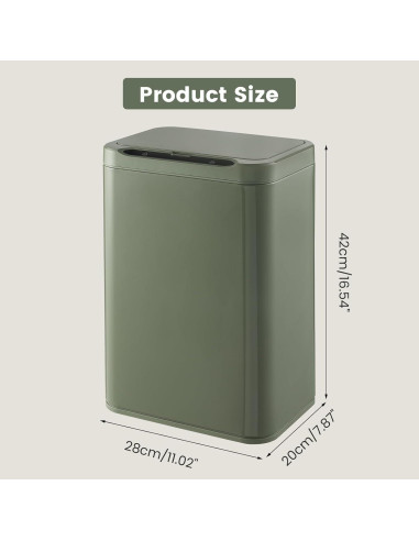 Bote de Basura ELPHECO 20.8L Acero Inoxidable Verde Aguacate