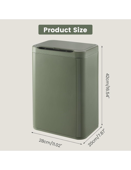 Bote de Basura ELPHECO 20.8L Acero Inoxidable Verde Aguacate