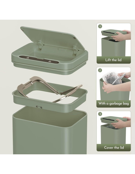 Bote de Basura ELPHECO 20.8L Acero Inoxidable Verde Aguacate