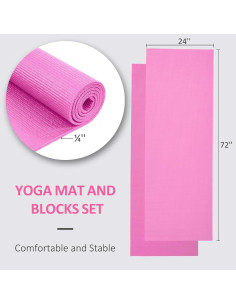 Esteras de Yoga Fitvids Rosa 172.72x60.96cm Antideslizante 2