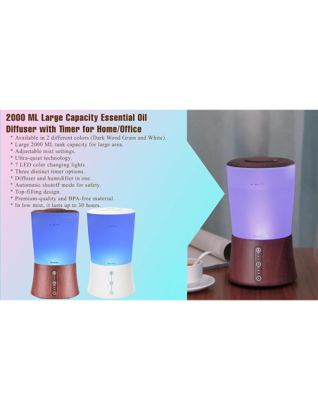 Difusor de Aceite Esencial BlueHills 2000ml Aromaterapia