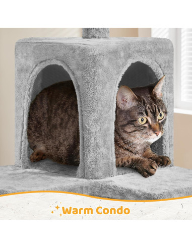 Árbol para Gatos Yaheetech 137cm Rascador con Hamaca Gris