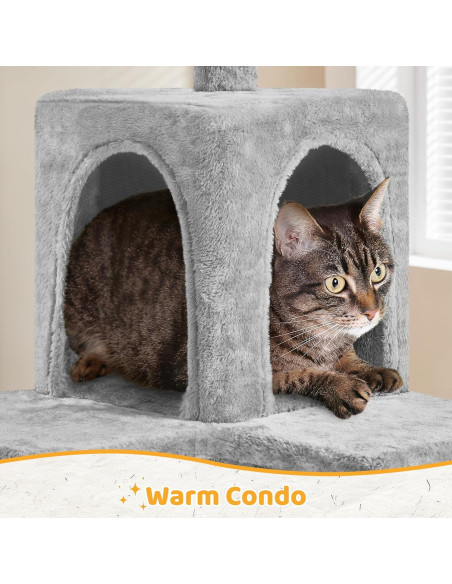 Árbol para Gatos Yaheetech 137cm Rascador con Hamaca Gris
