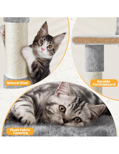 Árbol para Gatos Yaheetech 137cm Rascador con Hamaca Gris