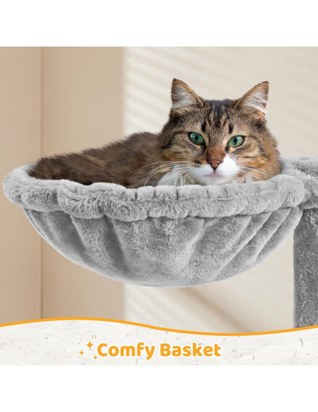 Árbol para Gatos Yaheetech 137cm Rascador con Hamaca Gris
